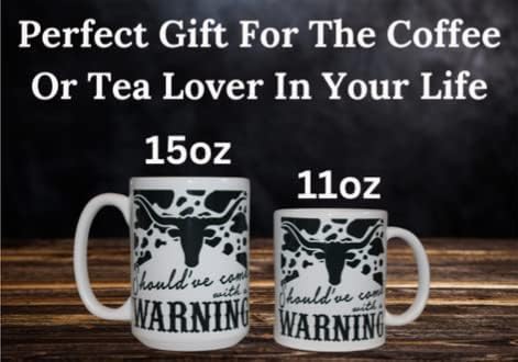Miniatura 4 de Tazas grandes, taza de café divertida, taza de vaca de las tierras altas, Shouldhave Came With A Warning, color negro, blanco, taza con estampado de