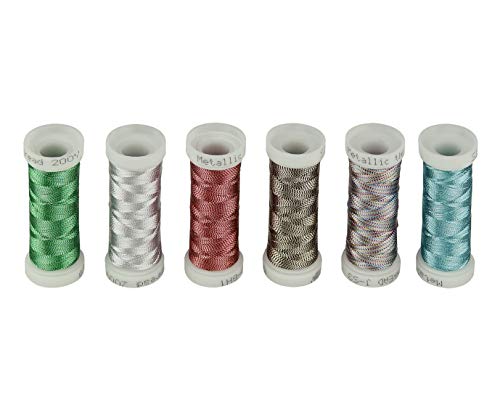 Fil à broder métallique Simthread de qualité supérieure, assortiment 6 pièces