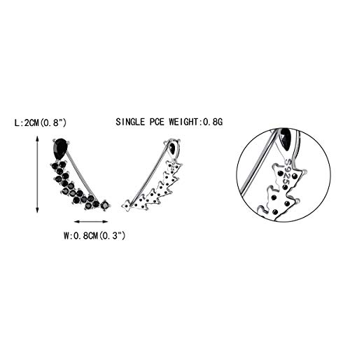 EVER FAITH Women's 925 Sterling Silver CZ Sweep Ear Pin Cuff Wrap Hook Earrings 1 Pair4