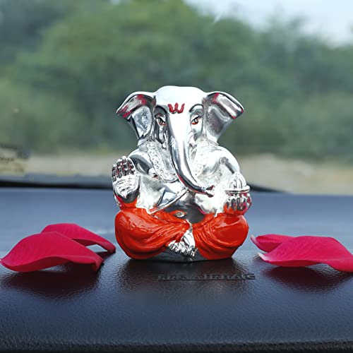 Image of Neodrift Ganesh Idol for Car Dashboard (Real 24kt & 999 Silver Plated, Dual-Tone Gold & Silver) (Model ND08) - Enhance Your Drive
