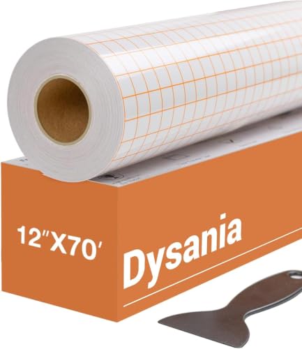 Transfer Tape for Vinyl, 12' x 70 FT, Orange Alignment Grid, Medium...