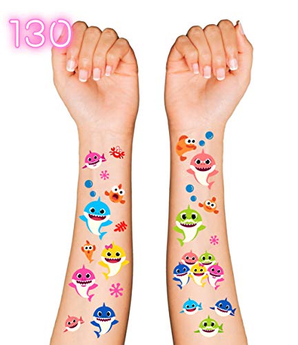 Baby Cute Shark Temporary Tattoos for Kids 130 Tatoos | Shark Baby Party