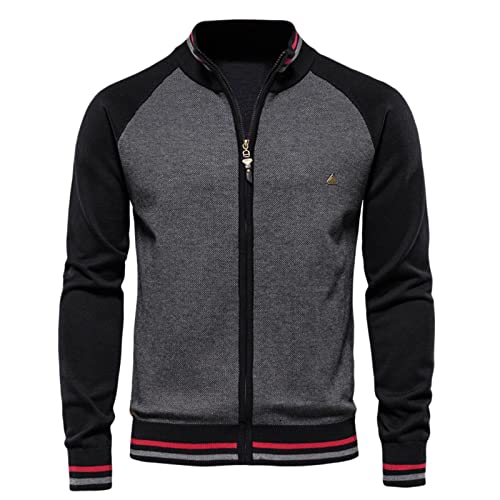 Pull d'hiver tricot jacquard finitions haut de gamme col montant zippé