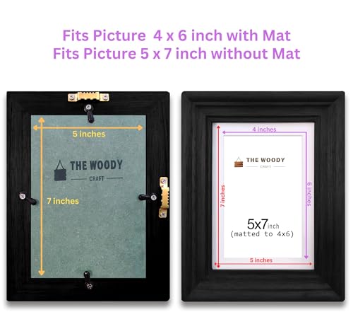 Image of 4 x 6 inch Wooden Photo Frame with Mat, Black Photo Frame 4 x 6 inch with Mat or 5 x 7 inch without Mat for Wall Decoration, Gallery Walls, Best Wooden Photo Frames for Posters and Photos