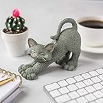 Whimsical Grey Cat Stretching Figurine Cute Collectible - Happy Cat Collection - Cat Lover Gifts for Women, Cat Lover Gifts for Men, Cute Cat Gifts, Cat Office Desk Accessories, Cat Desk Decoration - Image 2