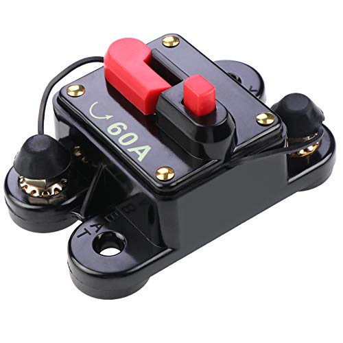 Kyrio Disjoncteur avec réinitialisation manuelle, porte-fusible, pour voiture, bateau, vélo, audio stéréo (60 A)