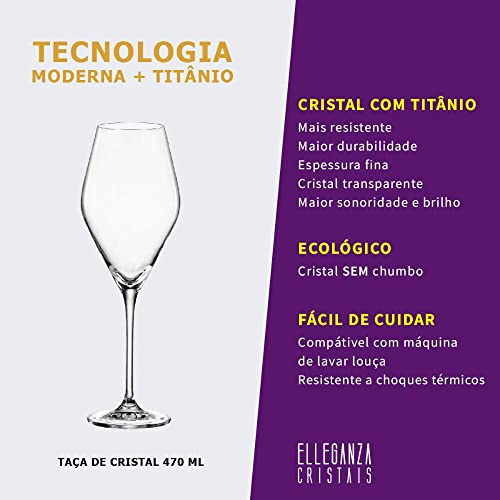 Jogo de 6 tacas para vinho tinto Loxia em cristal ecologico 470ml A26,3cm