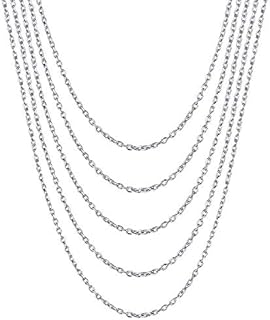 RMENOOR 20 Pieces Stainless Steel Necklace Chains, 50cm Link Chain Necklaces DIY Chain Curb Chains Bulk Cable Chain Charms with Lobster Clasps for Jewelry Making Craft, Pendants (0.5mm)