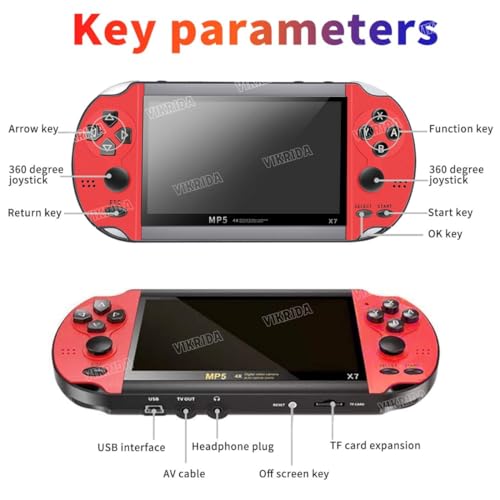 Image of VikriDA Handheld Game Players Double Rocker 8GB Memory Built in 10000 Games MP5 Multifunctional Inbuilt Camera - 4.3In X7 Video Game Console