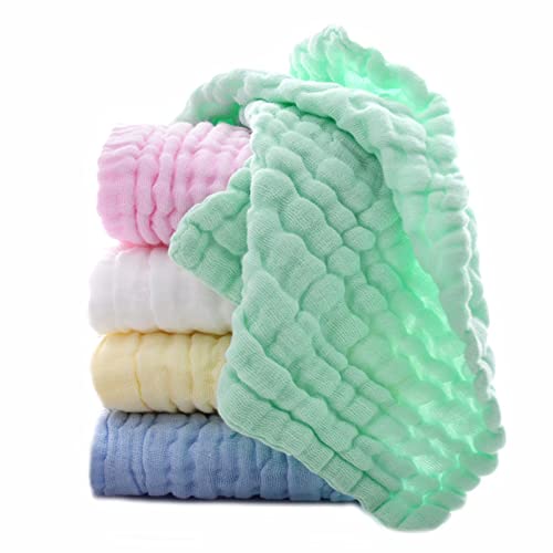 MINIMOTO Baby-Musselin-Handtücher, 5-teiliges Set 11x11inch, superweiche Musselin-Waschlappen für das Bad, Baby-Gesichtshandtuch und Waschlappen (Multicolored) Cover