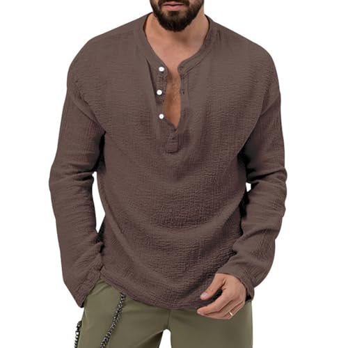Men's 2 Pieces Set Casual Outfits Henley Shirts Long Sleeve Tracksuits4