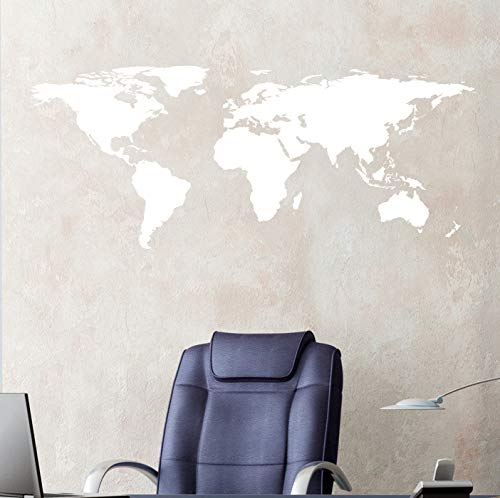 White World Map Wall Decal Sticker - Stickerbrand Home Decor Vinyl Wall Art. Large (30In X 75In) Die-Cut Size. Removable. #TOP3
