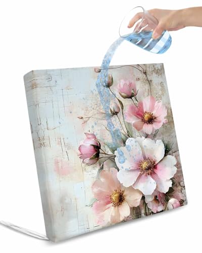 2 Pack Pink Spring Floral Waterproof Cushion Covers with Ties, Outdoor Patio Chaise Lounge Chair Seat Cushion Slip Covers Replacement(Only Cover) Vintage Botanical Retro Flowers 20