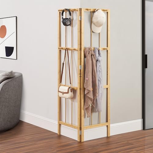 [en.casa] Corner Coat Rack with Folding Design Entryway Furniture...