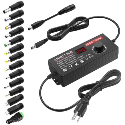 SHNITPWR Alimentation universelle réglable 108 W CC 3,5 V ~ 36 V 3 A Adaptateur AC/DC 12 V 24 V 36 V 5 V 6 V 9 V 14 V AC Adaptateur multi-tension 100 V ~ 240 V AC vers DC Convertisseur d'alimentation