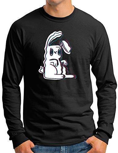 T-shirt manches longues homme OM3 Trippy Bunny en coton noir taille L