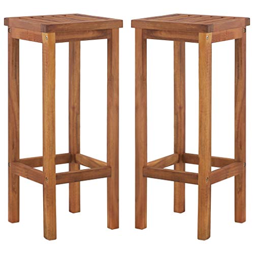 Vidaxl Bar Stools,Modern Comfortable Armless Bar Stool, Counter Height Bistro Pub Side Stools, Backless Barstools With Wooden Legs, For Home & Kitchen,2 Pcs Solid Acacia Wood #TOP13