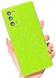 MINSCOSE Compatible with Samsung Galaxy Note 20 5G Case,Cute Bling Glitter Thin Slim Shockproof TPU Sparkly Cover for Women Girl for Galaxy Note 20 6.7 INCH-Neon Green