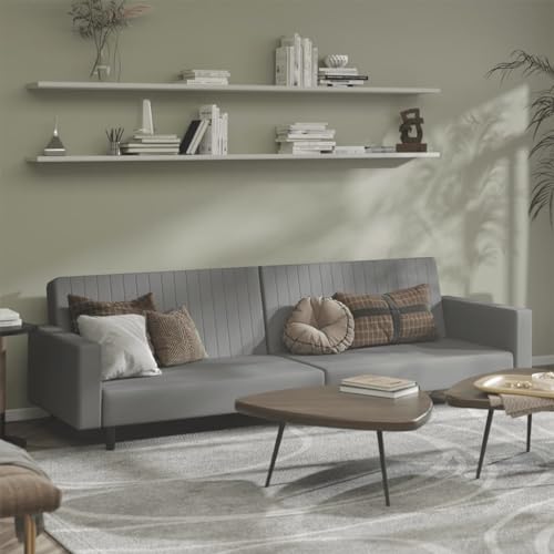 Sofá cama de 2 plazas gris claro de terciopelo plegable con respaldo ajustable de 220 cm 3