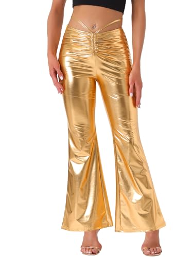 Tenue disco pour femme pantalon large métallique confortable contre la chaleur