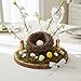 ZLmoue 2Pcs Birds Nest Easter Rattan Nest Decorating, Artificial Natural Bird Nest Kit for Easter Crafts Home Garden Decor Wedding Party Decor Easter Decor