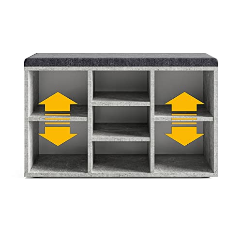 Banc de rangement pour entrée et dressing moderne style béton Sofia