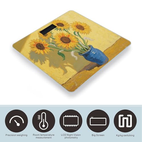 Báscula de baño digital con pantalla LCD y vidrio templado miniatura 3