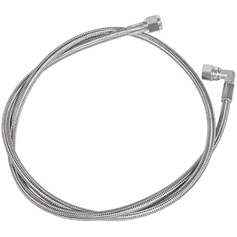 Steel Braided Turbo Oil Feed Line 48" Length - 4AN 90 Degree Straight Hose End Pressure Stainless Remote Turbocharger Sensor Teflon 4AN 551867 Cover