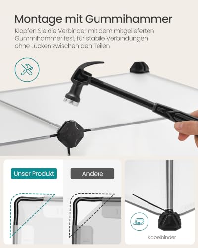 SONGMICS Freigehege mit Bodenplatten, Laufstall, 120 x 60 x 40 cm