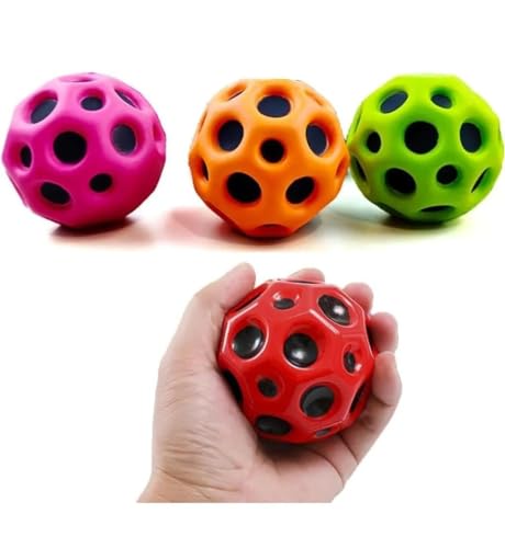 Image of Knick Knack Moon Ball Super High Bounce and Pop Sounds Easy to Grip and Catch, String Rubber Rebound Ball Wrist Band Toy for Kids & Adults (Random Color) (Pack of 1), Exercise & Fitness, Multi Color