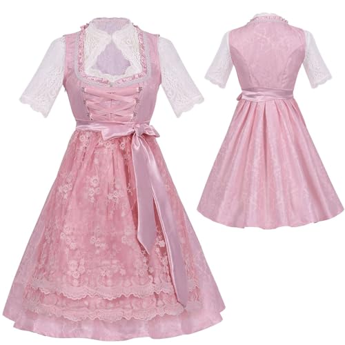 Vestido largo Oktoberfest de tres piezas para mujer que soluciona tu disfraz de traje alemán completo 2