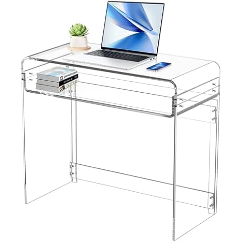 KSacry Acrylic Desk, Acrylic Console Table, Clear Art Desk for Office, Study, Bedroom, Entrance Decor (15.5" D x 33.5" W x 29.3" H, Transparent) Cover