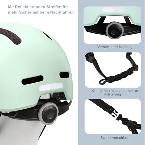 KINGLEAD Fahrradhelm,Urban Commuter Helm,Stylischer Fahrrad Helm Herren und Damen für Radfahren Trekking City Roller Herren Verstellbarer (… – Ansicht 6