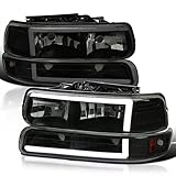 Spec-D Tuning LED Bar Black Housing Smoke Lens Headlights + Bumper Lights 4PC Compatible with...