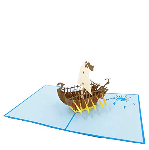 Carte pop-up 3D Viking Ship pour anniversaire et félicitations