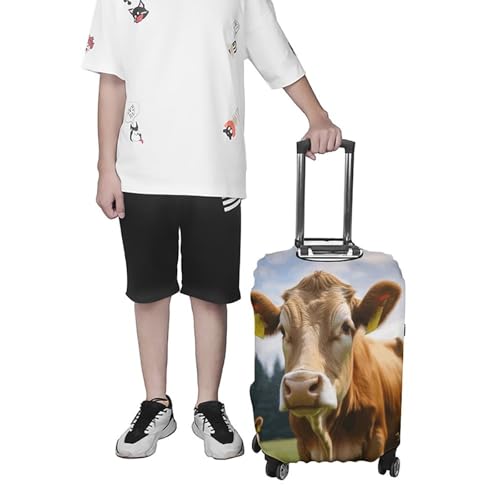 Animal Brown Cow Luggage Covers Tsa Approved Suitcase Cover Elastic Washable Luggage Sleeve Carry on Cover Protector Anti-Scratch Suitcase Protector Fits 19-30 Inch Case(L) 7