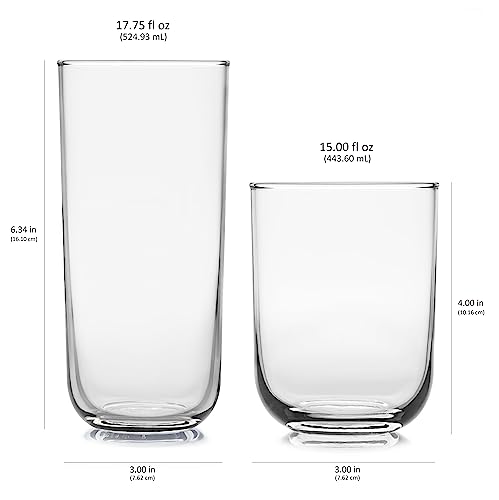 Libbey Polaris 16-Piece Tumbler And Rocks Glass Set, Axis #TOP5