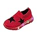 Produktbild Deloito Kinder Socken Sneaker LED-Beleuchtung Babyschuhe Mädchen Freizeit Sterne Fliegen Gewebt Turnschuhe Jungs Mesh atmungsaktiv Sport Laufschuhe (Rot,23 EU)