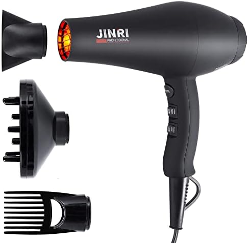 𝐈𝐧𝐟𝐫𝐚𝐫𝐞𝐝 𝐇𝐚𝐢𝐫 𝐃𝐫𝐲𝐞𝐫, Professional Salon Negative Ionic Blow Dryers for Fast Drying, Pro Ion Quiet Hairdryer with Diffuser & Concentrator & Comb