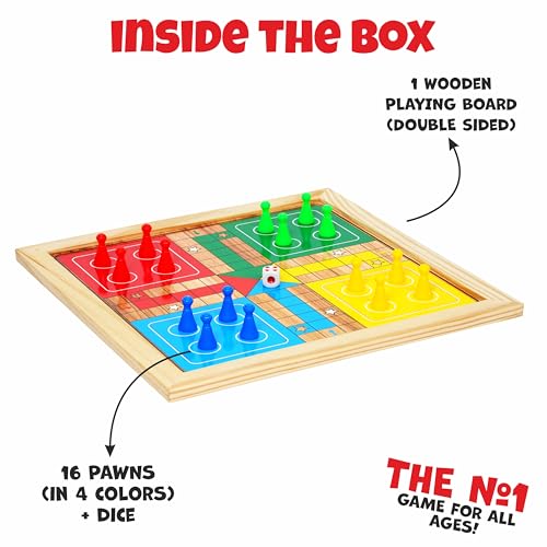 Juego de mesa 2 en 1 Ludo y Serpientes y Escaleras de madera miniatura 6