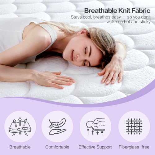 Image of Queen Size Mattress, Memory Foam 14 Inch Mattress in a Box, Fiberglass Free, CertiPUR-US Certified Safe Foams & Fabric, Individual Pocket Springs, Pressure Relief, Queen Mattress
