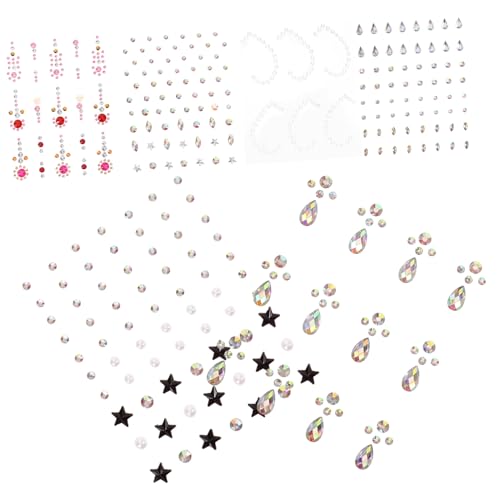 Gogogmee 6 hojas Pegatinas Brillantes Cara Autoadhesivas Gemas Faciales Decoración Festival Halloween Maquillaje DIY