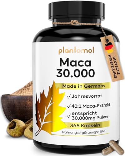 30.000mg pro Kapsel - 365 Maca Kapseln hochdosiert - 750mg Maca-Extrakt 40:1 = 30.000mg Maca-Pulver - 1 Kapsel/Tag - Jahresvorrat 30.000mg pro Kapsel - 365 Maca Kapseln hochdosiert - 750mg Maca-Extrakt 40:1 = 30.000mg Maca-Pulver - 1 Kapsel/Tag - Jahresvorrat