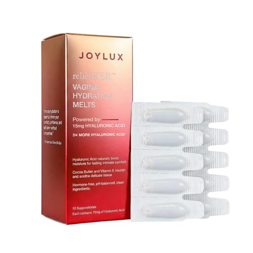 Joylux reliefHER Hydration Melts Moisturizing Vaginal Suppositories with 15mg Hyaluronic Acid (3X More HA) Non-Hormonal Supports Intimate Hydration 10 Melts