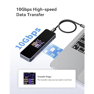 DOCKCASE Visual Smart M.2 NVMe SSD Enclosure,Support 10s PLP Prevents Write Data Loss,USB 3.2 Gen 2 Type-C (10 Gbps),fits NVMe PCIe Size 2230/2242/2260/2280,Support M-Key B+M Key UASP