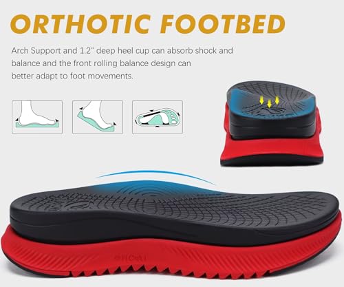 Image of ONCAI Men's Hiking Sandals with Arch Support Mesh Athletic Walking Sandalias Summer Outdoor Cushion Thick Rubber Soles and Recovery Sports Fisherman Sandals Size 7-15