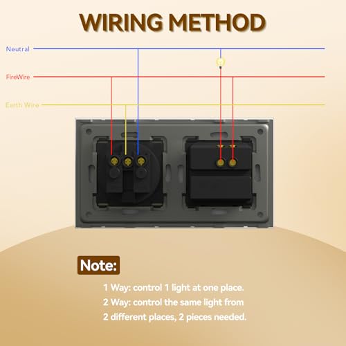 BSEED Druckknopf lichtschalter glas und 16A AC EU Steckdose Glasscheibe 1 Fach 1 Weg Wandschalter Wei&szlig;