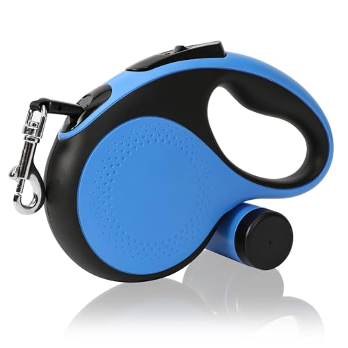 Laisse rétractable pour chien robuste 5m avec support sac à déjections
