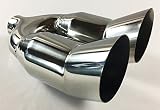 Exhaust Tip 2.25" Inlet Dual 3.50" Outlet 12.00" long Slant Stainless Steel WDTU35012-225-SS Wesdon