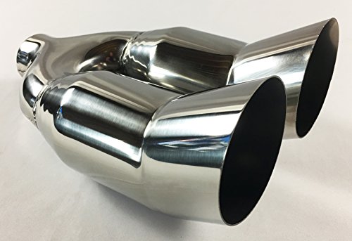 Exhaust Tip 2.25" Inlet Dual 3.50" Outlet 12.00" Long Slant Stainless Steel Wdtu35012-225-Ss Wesdon Exhaust Tip #TOP8
